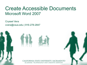 Word Accessibility Workshop Presentation (PowerPoint slides)