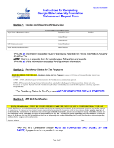 Instructions for Completing Georgia State University Foundation Disbursement Request Form