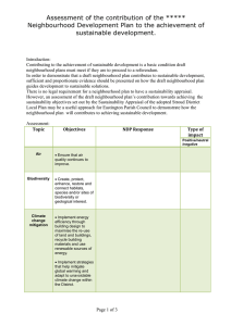 Assessment of NDP contribution to sustainability objectives template