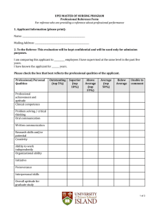 UPEI MASTER OF NURSING PROGRAM Professional Reference Form