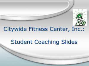 Citywide Fitness Center, Inc.: Student Coaching Slides 1
