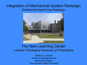 Integration of Mechanical System Redesign The New Learning Center