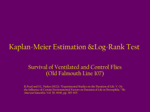 Kaplan-Meier Estimation and Log-Rank Test for Ventilated and Control Flies