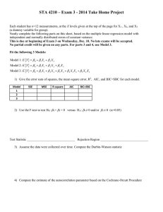 Exam 3 Take-Home Portion (Due at Beginning of Exam on December 10, 2014)