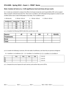 STA 6208 – Spring 2012 – Exam 1 – PRINT ... Note: Conduct all tests at 