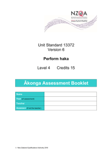 Ākonga Assessment Booklet Unit Standard 13372 Version 6 Level 4