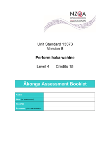 Ākonga Assessment Booklet Unit Standard 13373 Version 5 Level 4