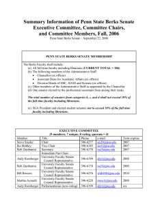 Summary Information of Penn State Berks Senate Executive Committee, Committee Chairs, and Committee Members, Fall, 2006