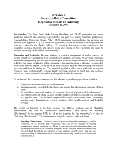 Faculty Affairs Legislative Report on Advising