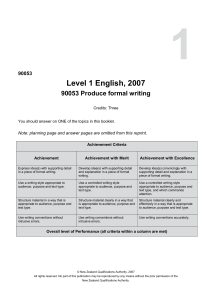 1 Level 1 English, 2007 90053 Produce formal writing 90053