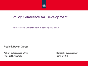 Policy Coherence for Development: Recent Developments from a Donor Perspective