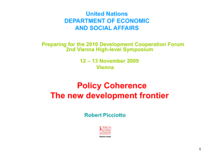 Policy Coherence - The New Development Frontier