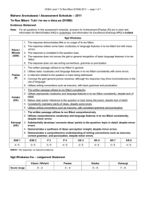 – 2011 Mahere Aromatawai / Assessment Schedule Evidence Statement