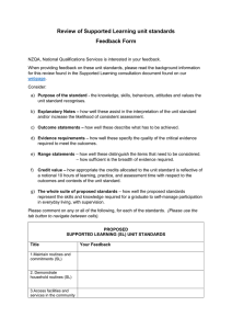 Review of Supported Learning unit standards Feedback Form