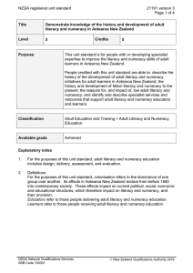 NZQA registered unit standard 21191 version 3  Page 1 of 4