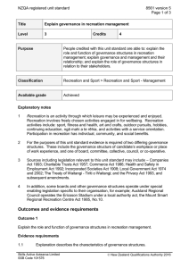NZQA registered unit standard 8561 version 5  Page 1 of 3