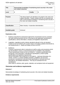 NZQA registered unit standard 21673 version 2  Page 1 of 3