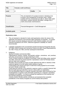 NZQA registered unit standard 16958 version 6  Page 1 of 4