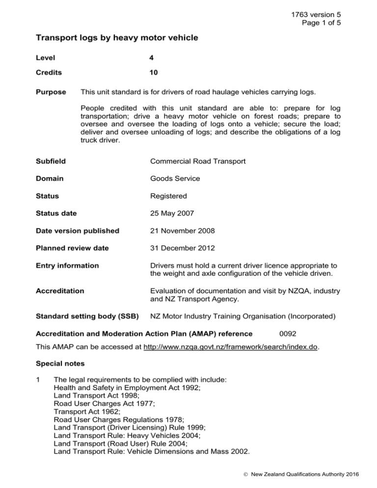 Transport Logs By Heavy Motor Vehicle