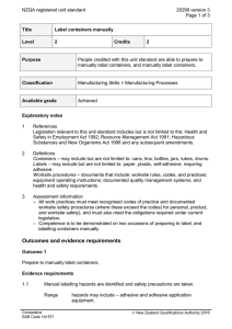 NZQA registered unit standard 20299 version 3  Page 1 of 3