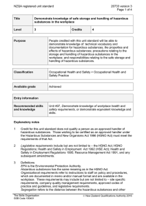 NZQA registered unit standard 20733 version 3  Page 1 of 4
