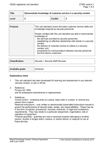 NZQA registered unit standard 27365 version 1  Page 1 of 4