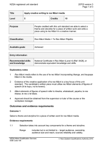 NZQA registered unit standard 20703 version 3  Page 1 of 3