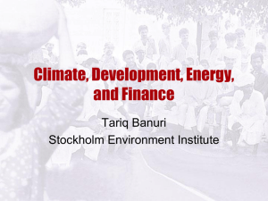 Presentation by Mr. Tariq Banuri, Senior Fellow and Director, Future Sustainability Programme, Stockholm Environment Institute