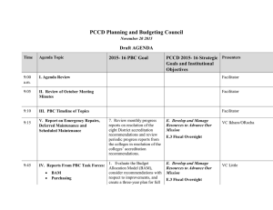 PCCD Planning and Budgeting Council Draft AGENDA 2015- 16 PBC Goal