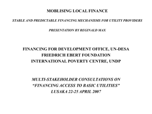 Reginald Max, Mobilising local finance: Stable and predictable financing mechanisms for utility providers