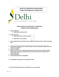 Grant Pre-Submission Authorization Project Development Concept Form deadline of the funding agency