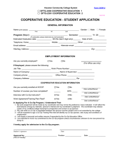 COOPERATIVE EDUCATION - STUDENT APPLICATION  GENERAL INFORMATION Program