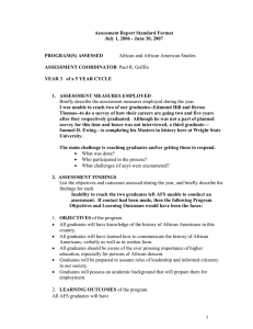 African and African American Studies Assessment Report Standard Format