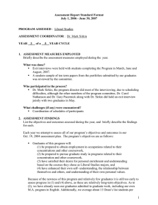 Assessment Report Standard Format July 1, 2006 - June 30, 2007