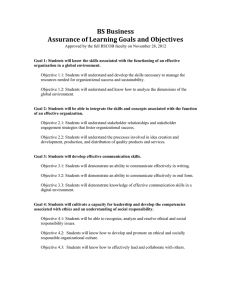 BS Business Assurance of Learning Goals and Objectives