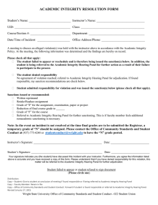 Academic Integrity Resolution form