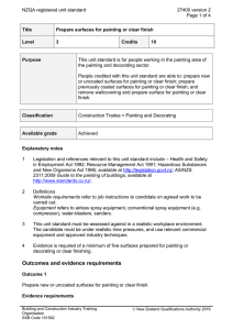 NZQA registered unit standard 27400 version 2  Page 1 of 4