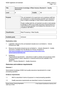 NZQA registered unit standard 26291 version 3  Page 1 of 3