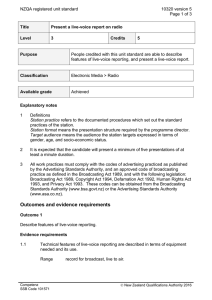 NZQA registered unit standard 10320 version 5  Page 1 of 3