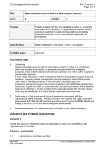 NZQA registered unit standard 11817 version 7  Page 1 of 3