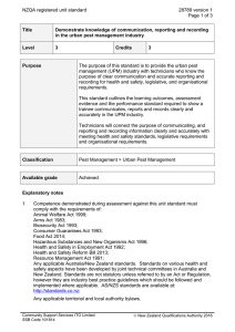 NZQA registered unit standard 28789 version 1  Page 1 of 3