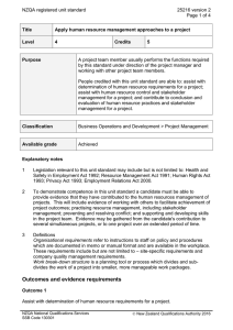 NZQA registered unit standard 25216 version 2  Page 1 of 4