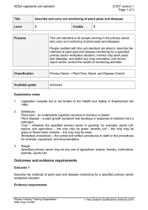 NZQA registered unit standard 27207 version 1  Page 1 of 3