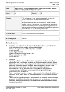 NZQA registered unit standard 16853 version 4  Page 1 of 4
