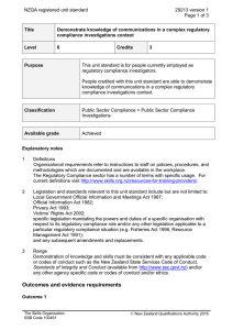NZQA registered unit standard 29213 version 1  Page 1 of 3