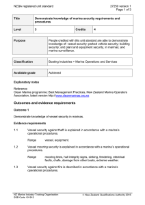 NZQA registered unit standard 27250 version 1  Page 1 of 3