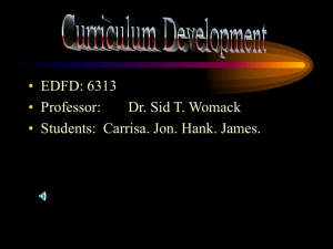 • EDFD: 6313 Professor: Dr. Sid T. Womack