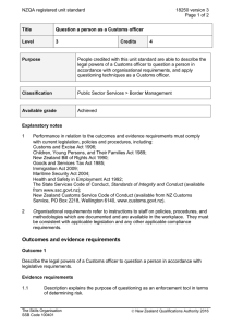 NZQA registered unit standard 18250 version 3  Page 1 of 2