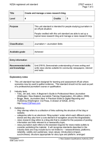 NZQA registered unit standard 27627 version 1  Page 1 of 3