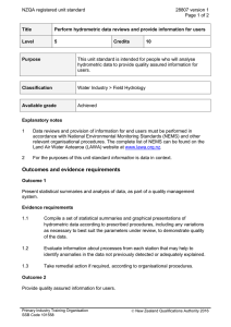 NZQA registered unit standard 28807 version 1  Page 1 of 2